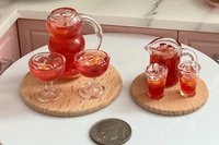 Miniature Fruit Punch Glass Sets, 1:6 and 1:12 Drinks 