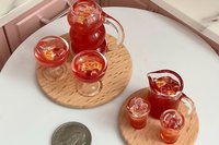 Miniature Fruit Punch Glass Sets, 1:6 and 1:12 Drinks 