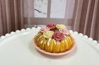Miniature 1:6 Bundt Cake and Pink Champagne for Realistic Fashion Doll Food