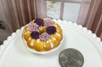 Miniature 1:6 scale Cake, Plum Noir Roses, Realistic Doll Food and Kitchen Shelf Decor
