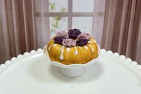 Miniature 1:6 scale Cake, Plum Noir Roses, Realistic Doll Food and Kitchen Shelf Decor