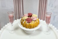 Miniature 1:6 Bundt Cake and Pink Champagne for Realistic Fashion Doll Food