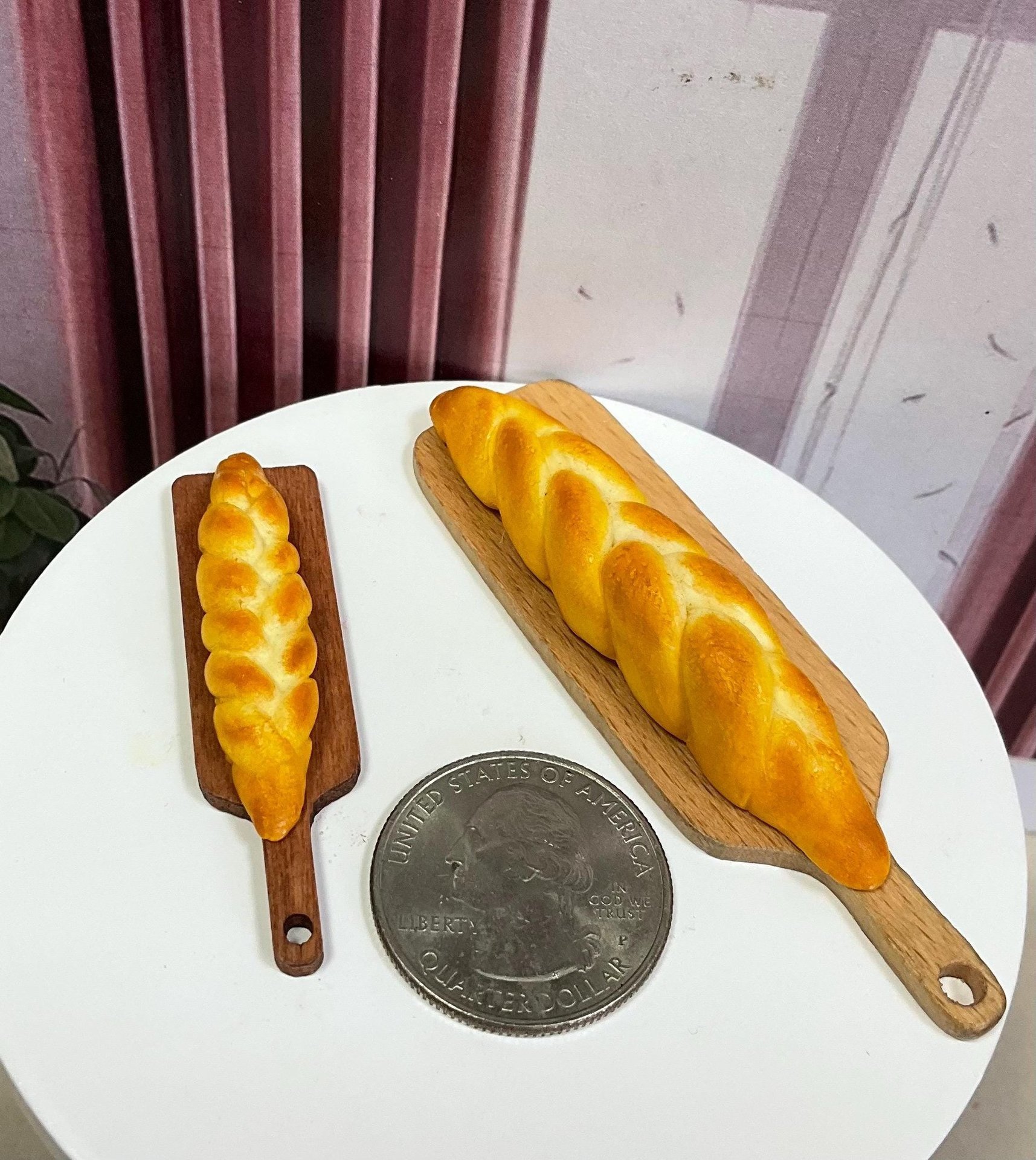 Miniature 1:6 and 1:12 Dollhouse Braided Bread Loaves for a Realistic Dollhouse Bakery