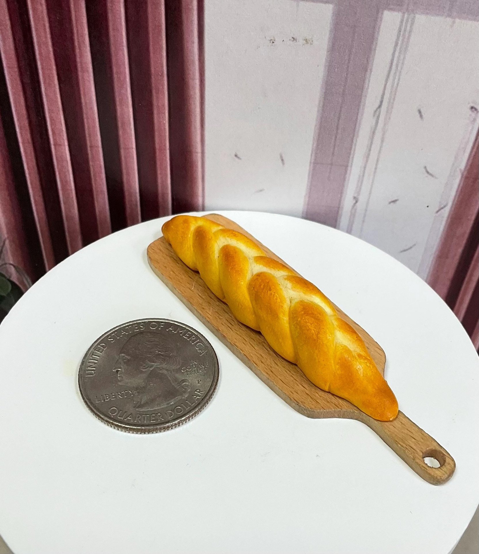 Miniature 1:6 and 1:12 Dollhouse Braided Bread Loaves for a Realistic Dollhouse Bakery