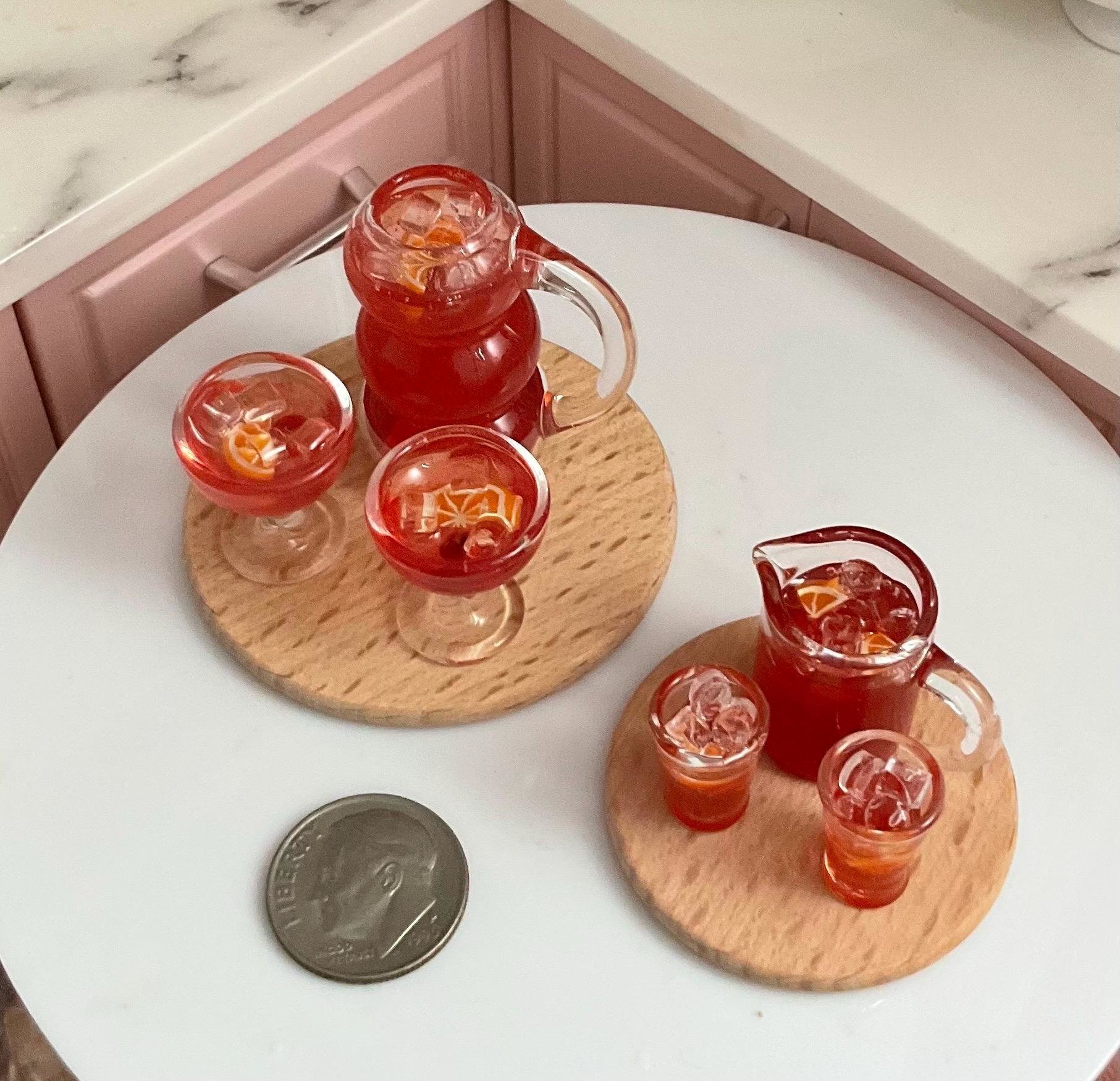 Miniature Fruit Punch Glass Sets, 1:6 and 1:12 Drinks 