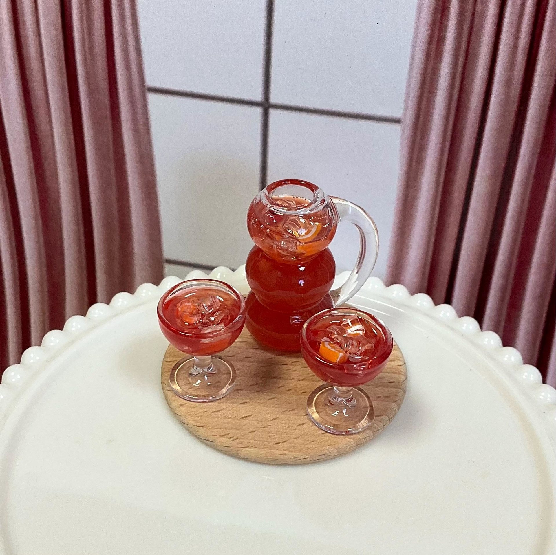 Miniature Fruit Punch Glass Sets, 1:6 and 1:12 Drinks 