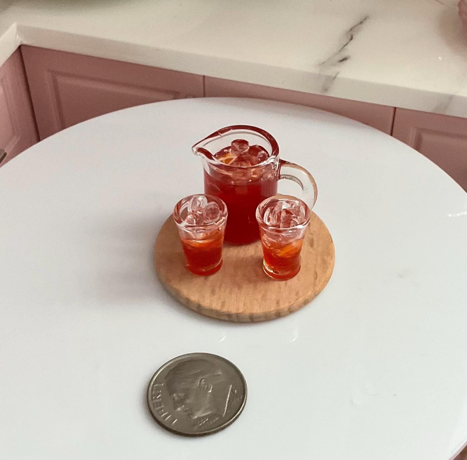 Miniature Fruit Punch Glass Sets, 1:6 and 1:12 Drinks 