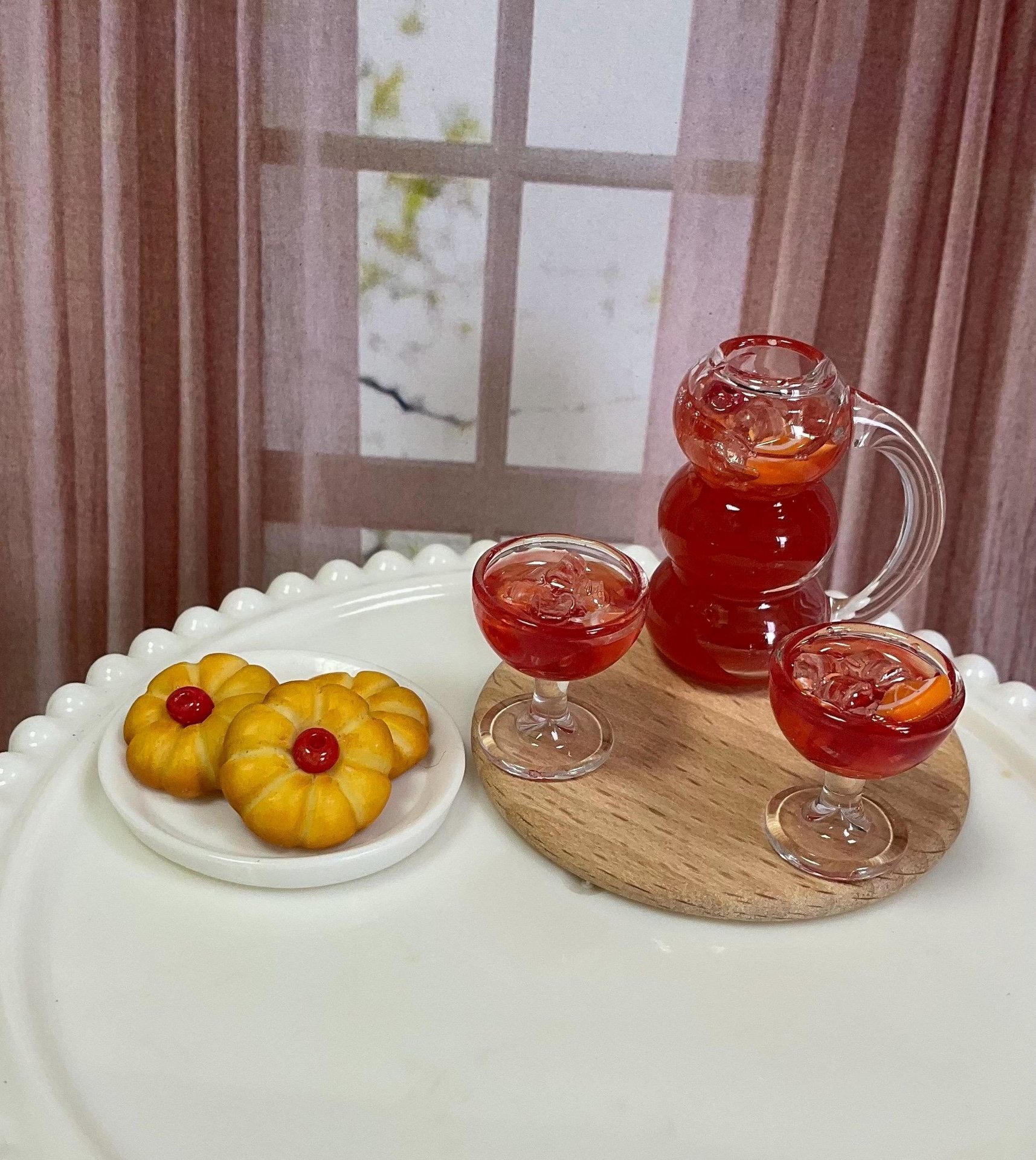 Miniature Fruit Punch Glass Sets, 1:6 and 1:12 Drinks 