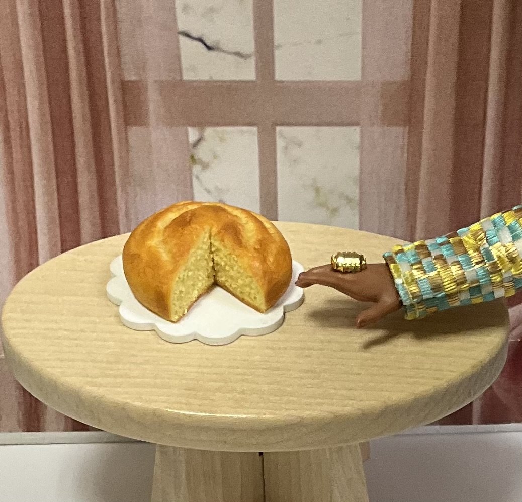 Miniature 1:6 scale Cornbread for Realistic Fashion Doll Thanksgiving Scenes
