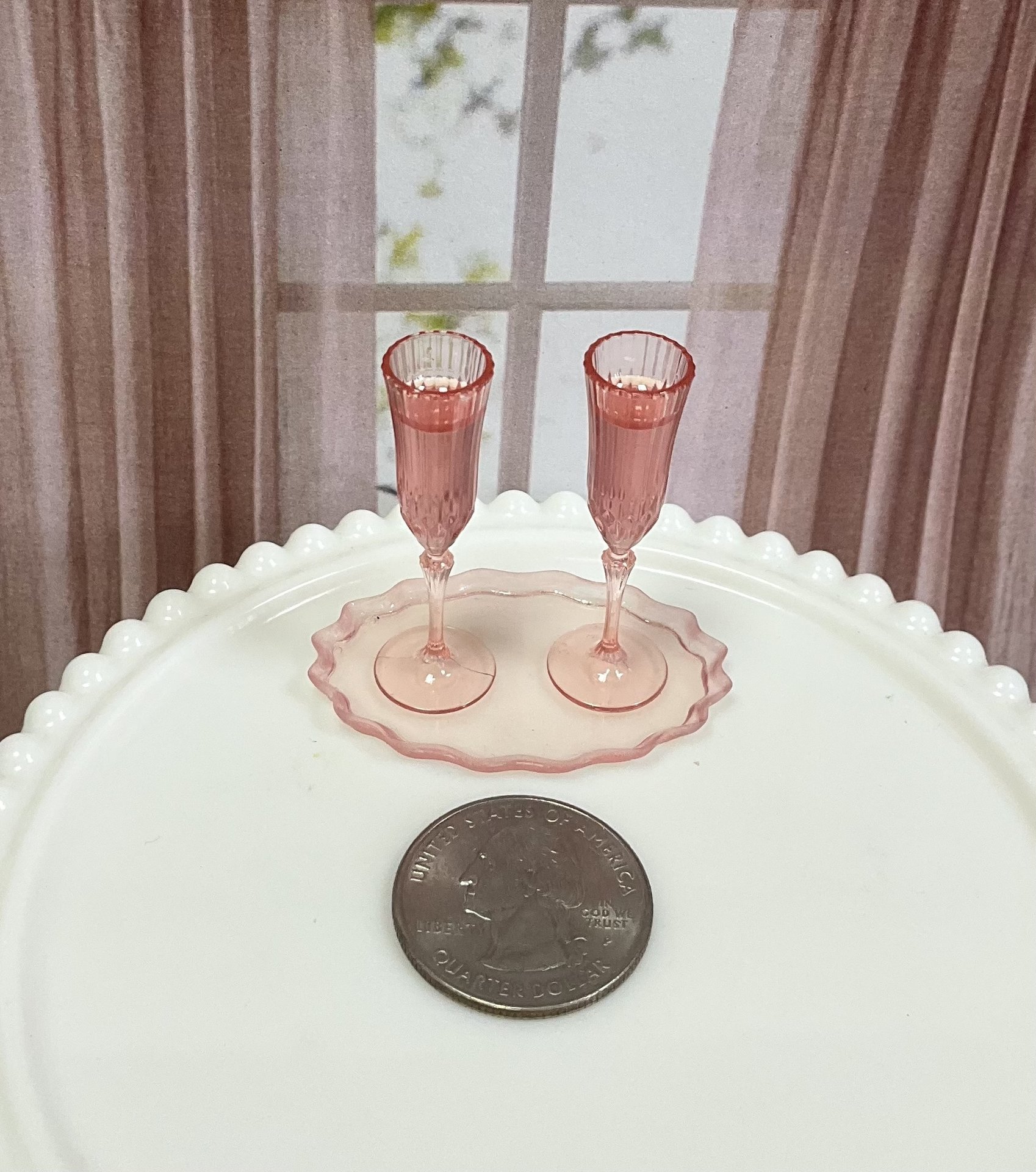  Miniature 1:6 scale Pink Champagne Set for Fashion Dolls