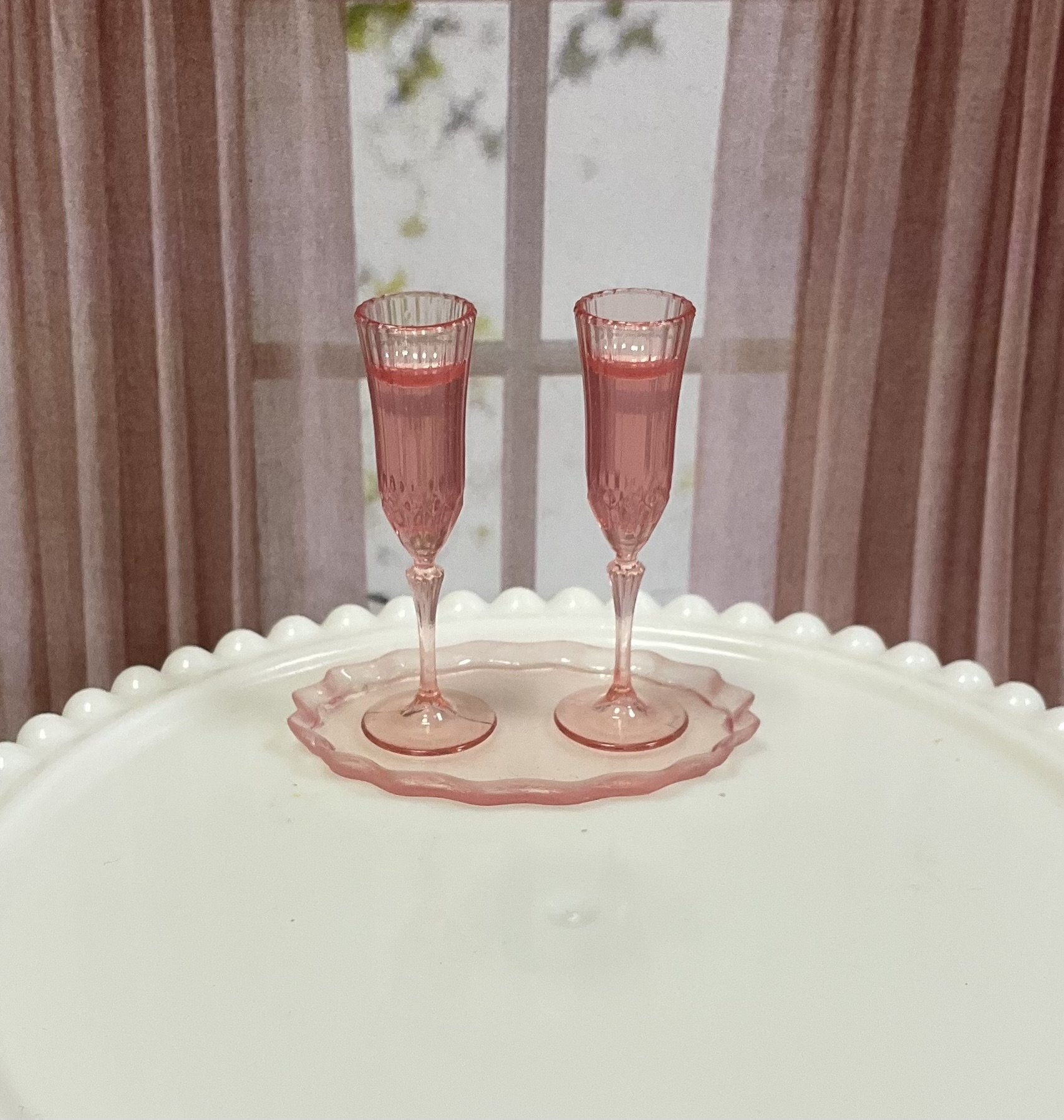 Miniature 1:6 scale Pink Champagne Set for Fashion Dolls