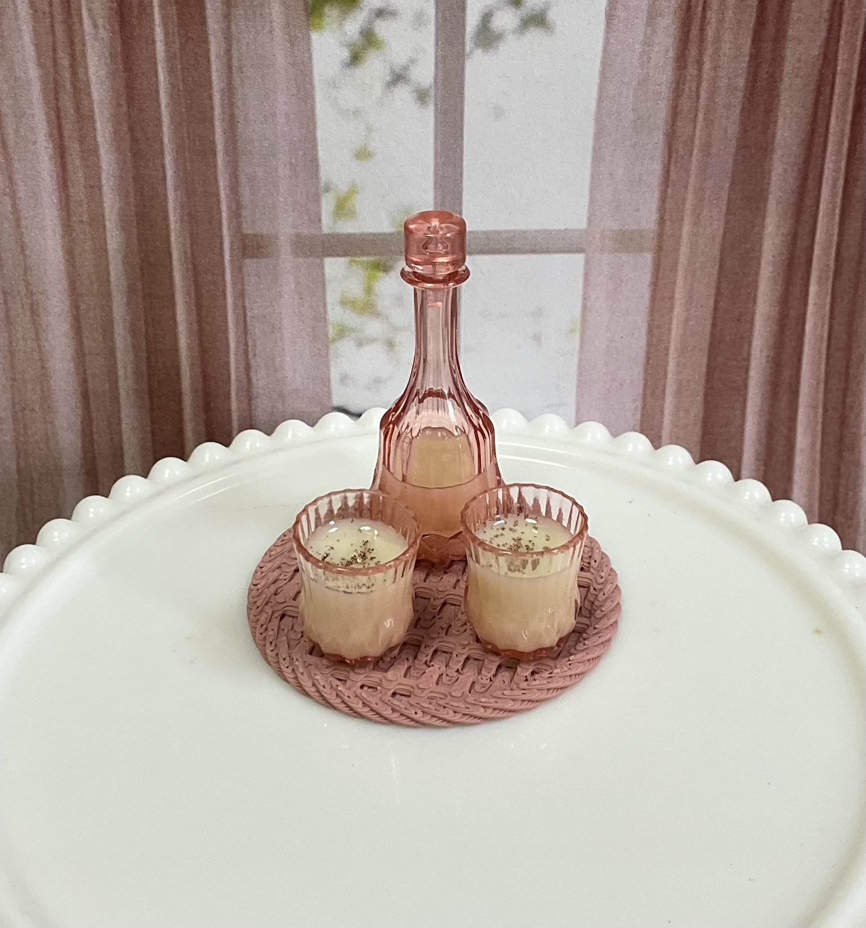 Miniature 1:6 scale Coquito Liqueur or Eggnog Drinks for Fashion Dolls