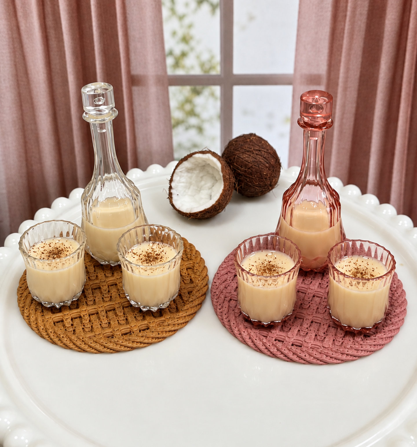 Miniature 1:6 scale Coquito Liqueur or Eggnog Drinks for Fashion Dolls