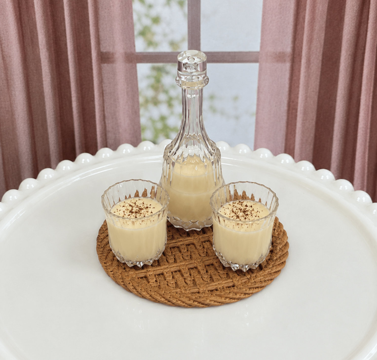 Miniature 1:6 scale Coquito Liqueur or Eggnog Drinks for Fashion Dolls