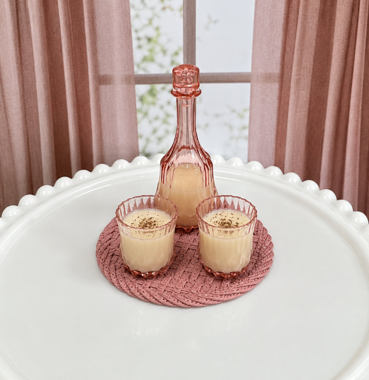 Miniature 1:6 scale Coquito Liqueur or Eggnog Drinks for Fashion Dolls