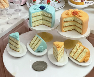 Miniature 1:6 scale 3 Layer Cakes for Fashion Doll Scenes