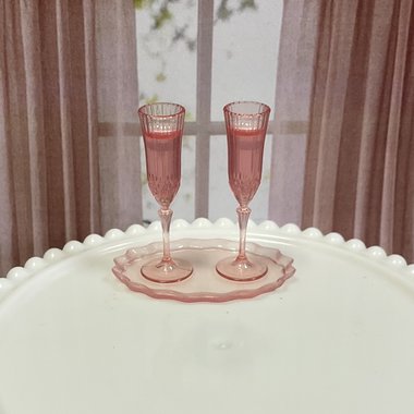  Miniature 1:6 scale Pink Champagne Set for Fashion Dolls