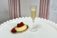 Miniature 1:6 scale Raspberry Flan with Wine or Champagne - Realistic Doll Dessert 
