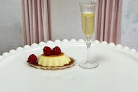 Miniature 1:6 scale Raspberry Flan with Wine or Champagne - Realistic Doll Dessert 