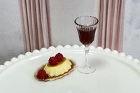 Miniature 1:6 scale Raspberry Flan with Wine or Champagne - Realistic Doll Dessert 