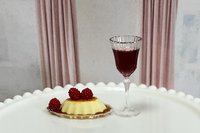 Miniature 1:6 scale Raspberry Flan with Wine or Champagne - Realistic Doll Dessert 