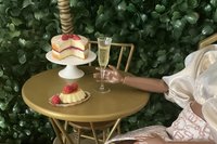 Miniature 1:6 scale Raspberry Flan with Wine or Champagne - Realistic Doll Dessert 