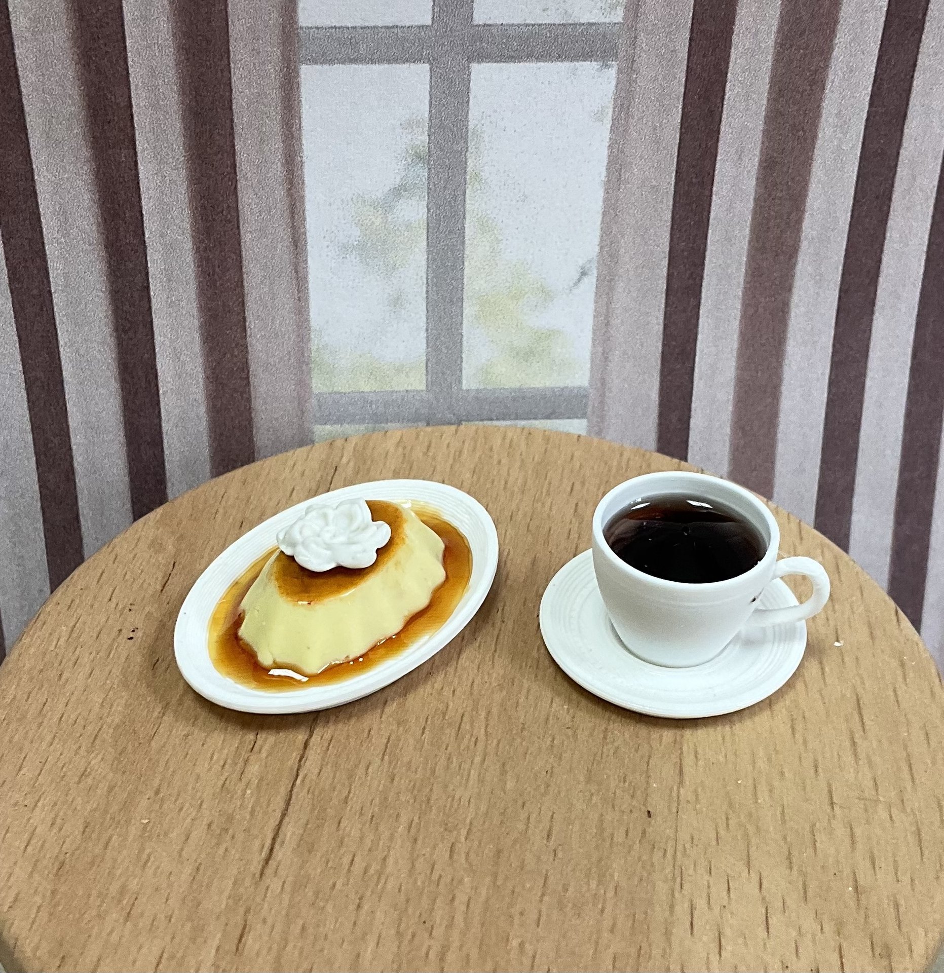 Miniature 1:6 scale Vanilla Caramel Flan or Quesillo - Realistic Fashion Doll Dessert 