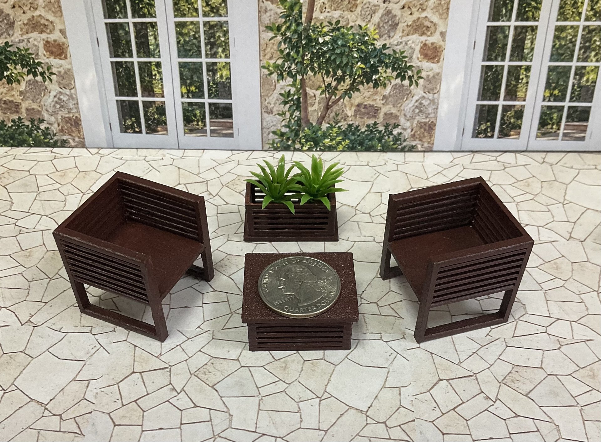 Miniature 1:24 Scale Patio Sets - Halfscale Dollhouse Furniture