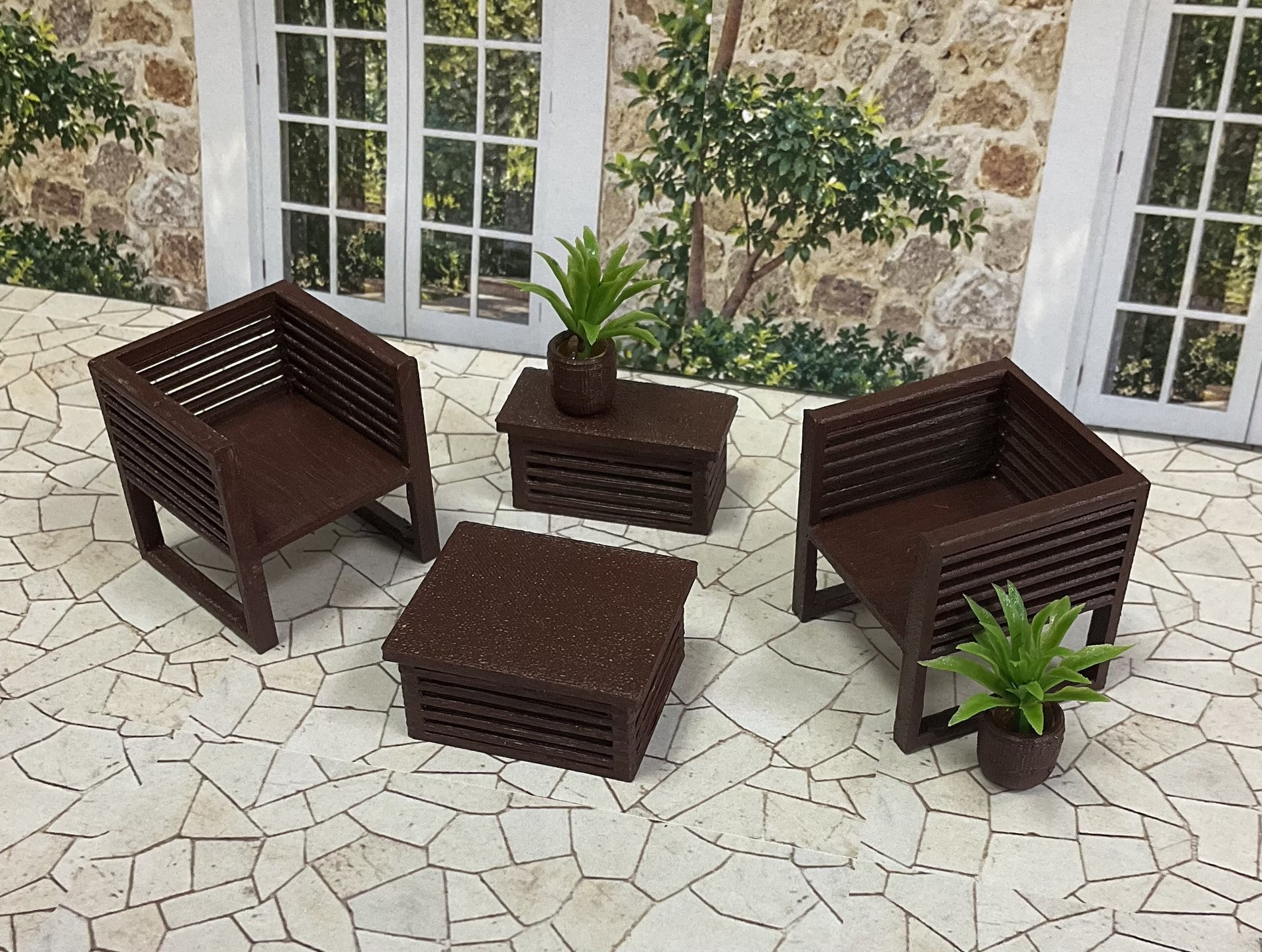 Miniature 1:24 Scale Patio Sets - Halfscale Dollhouse Furniture