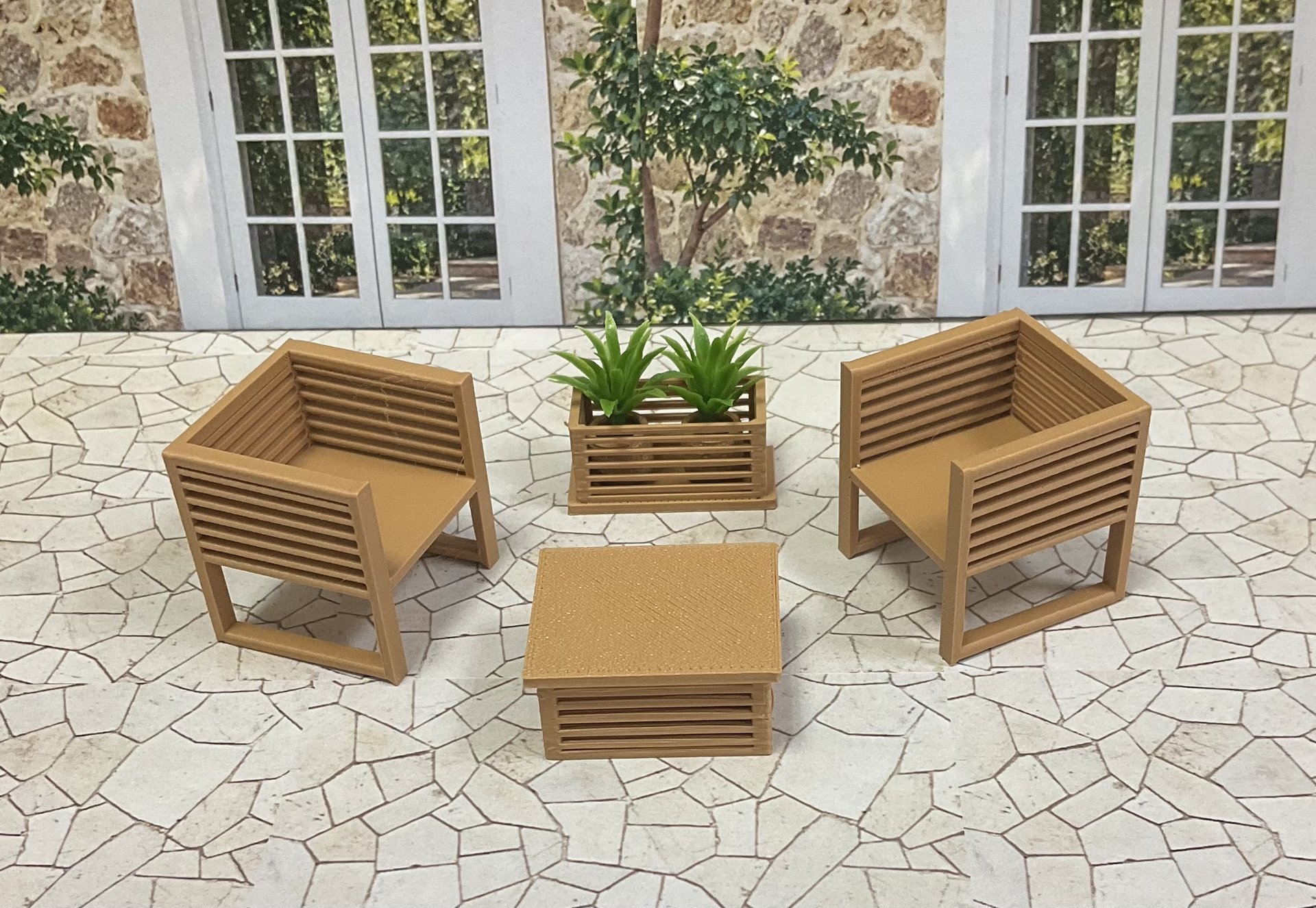 Miniature 1:24 Scale Patio Sets - Halfscale Dollhouse Furniture