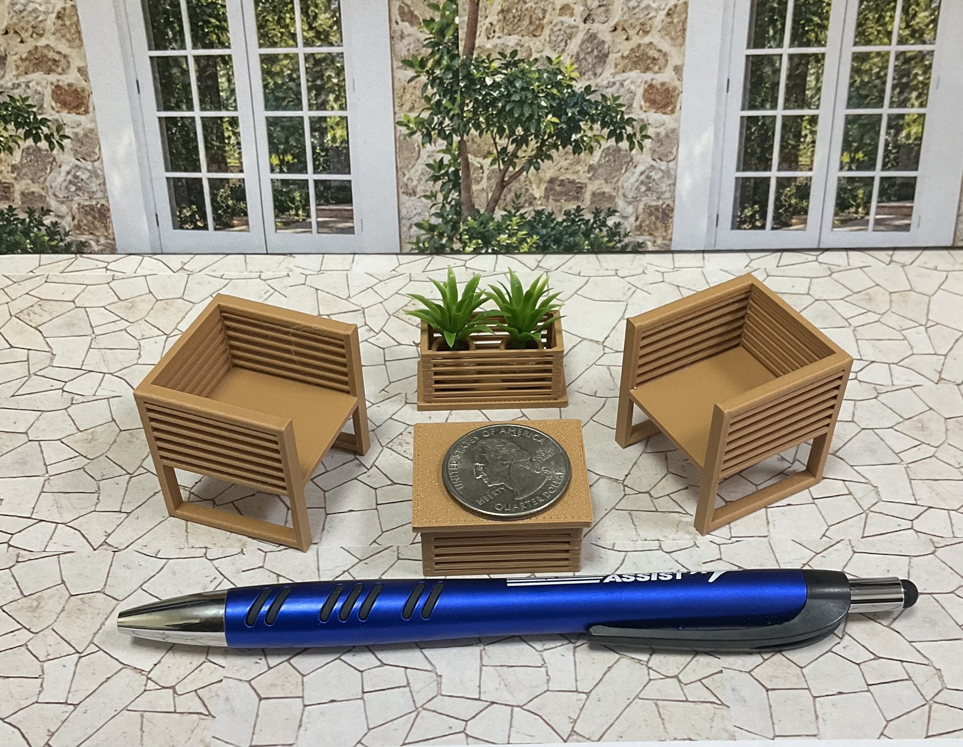 Miniature 1:24 Scale Patio Sets - Halfscale Dollhouse Furniture