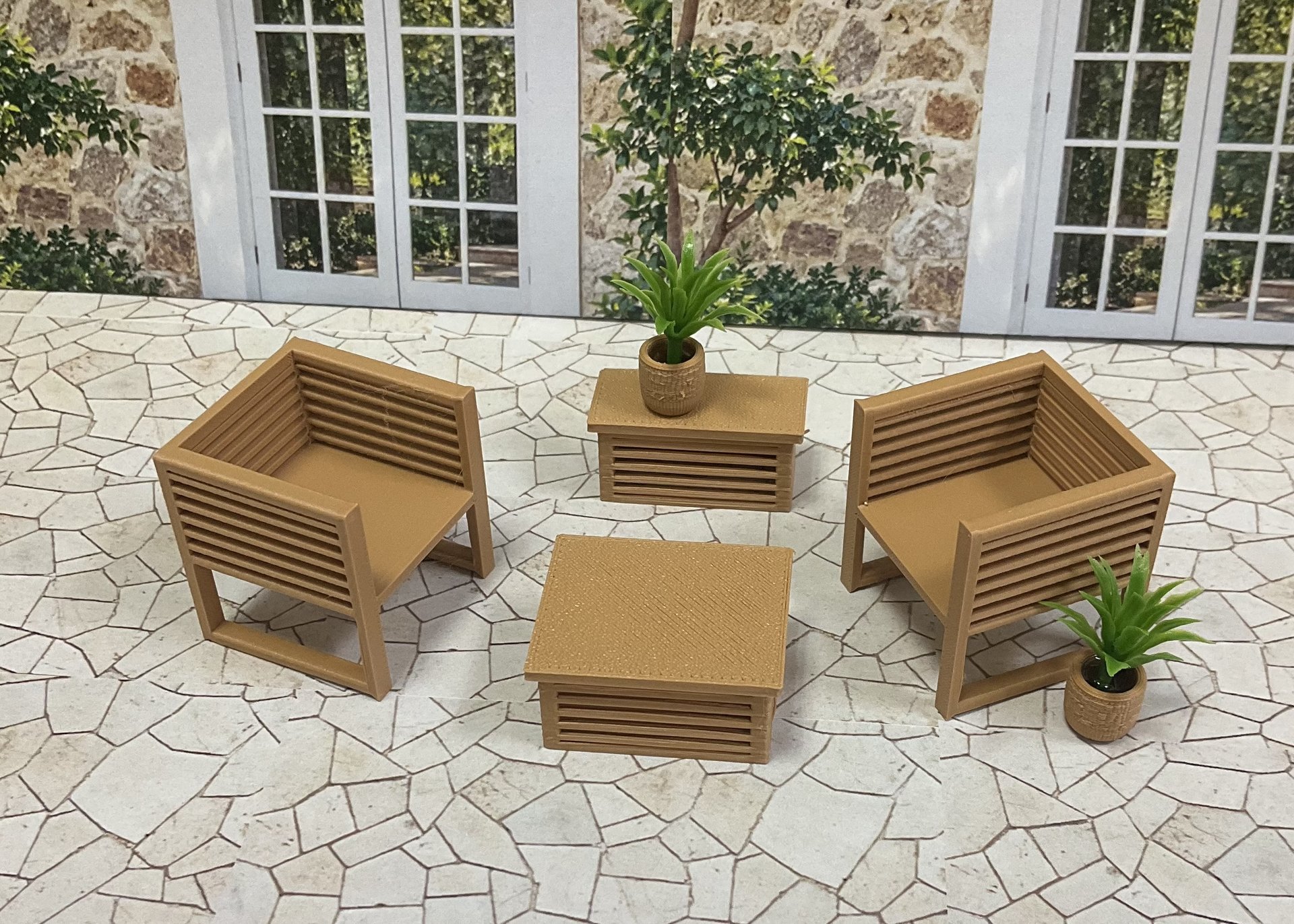 Miniature 1:24 Scale Patio Sets - Halfscale Dollhouse Furniture