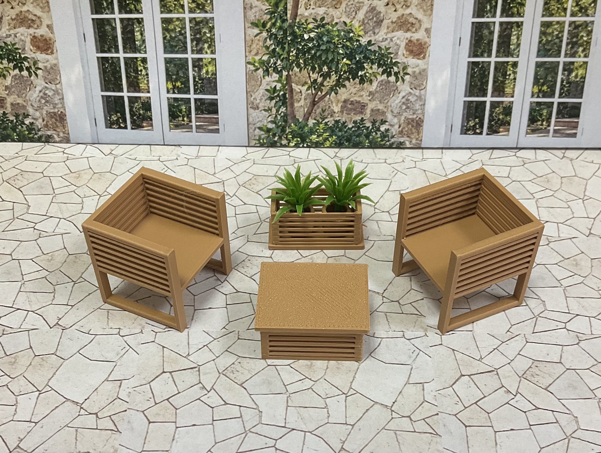Miniature 1:24 Scale Patio Sets - Halfscale Dollhouse Furniture