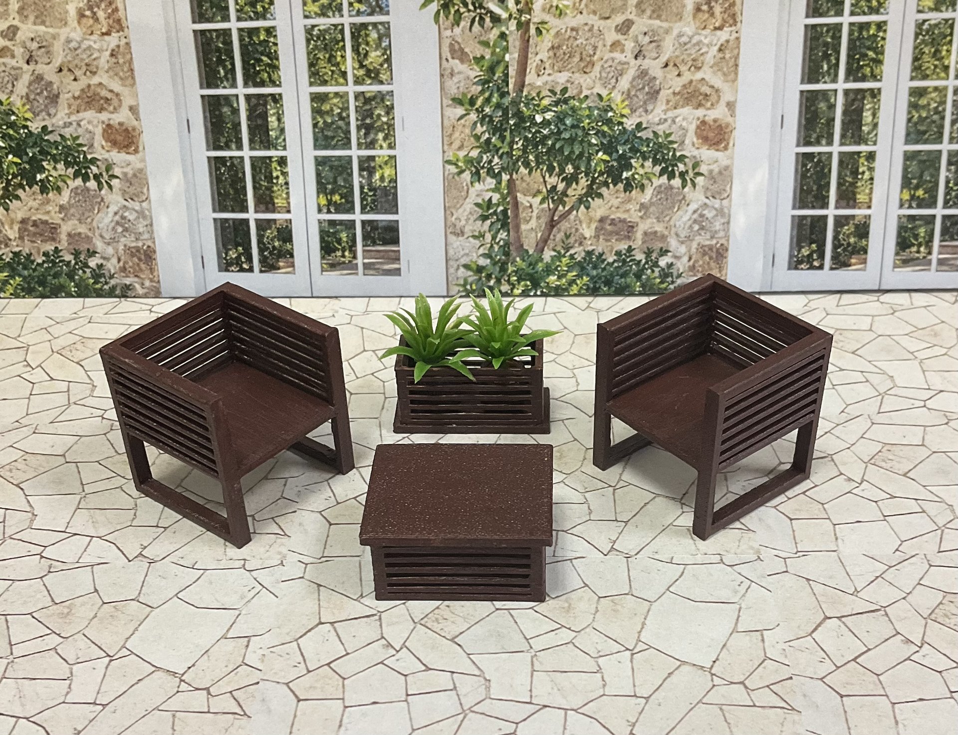 Miniature 1:24 Scale Patio Sets - Halfscale Dollhouse Furniture