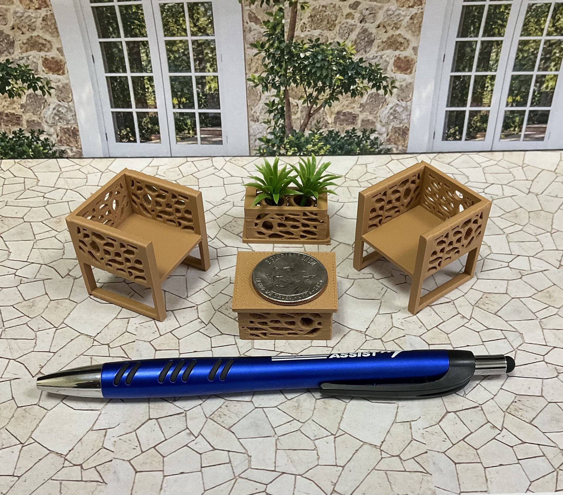 Miniature 1:24 Scale Patio Sets - Halfscale Dollhouse Furniture