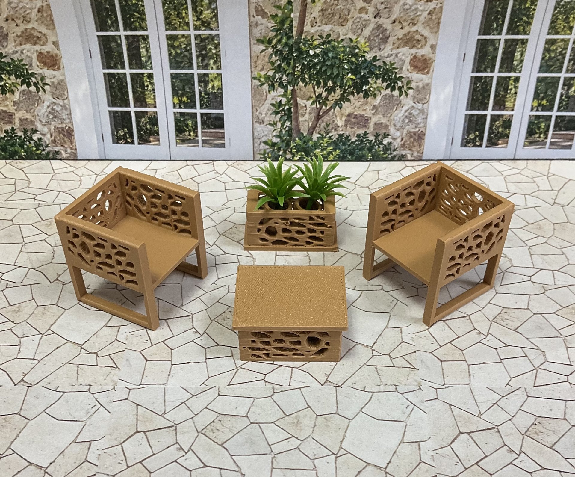 Miniature 1:24 Scale Patio Sets - Halfscale Dollhouse Furniture