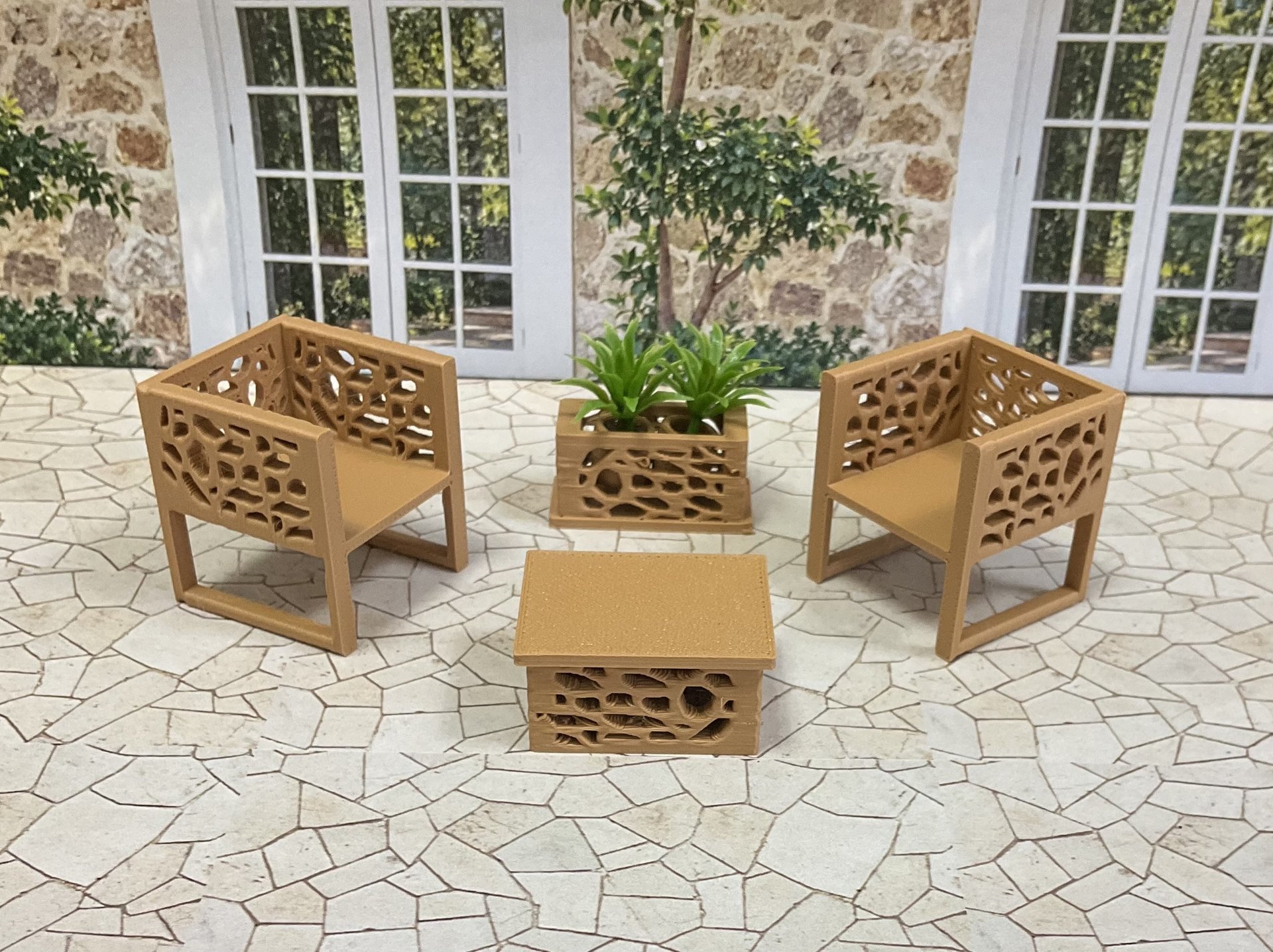 Miniature 1:24 Scale Patio Sets - Halfscale Dollhouse Furniture