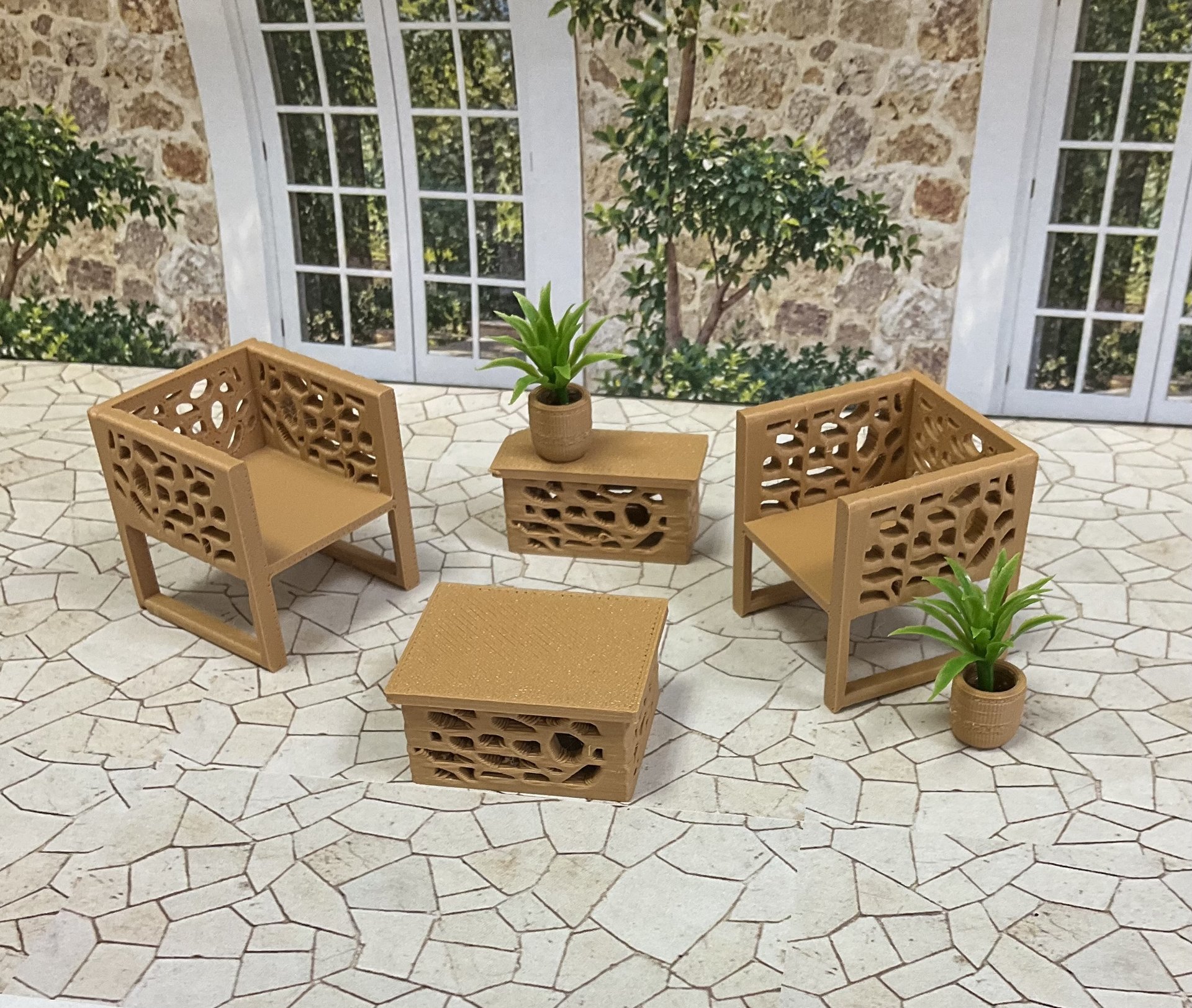 Miniature 1:24 Scale Patio Sets - Halfscale Dollhouse Furniture