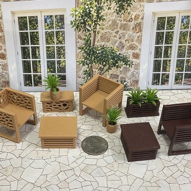 Miniature 1:24 Scale Patio Sets - Halfscale Dollhouse Furniture