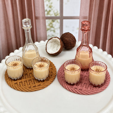 Miniature 1:6 scale Coquito Liqueur or Eggnog Drinks for Fashion Dolls